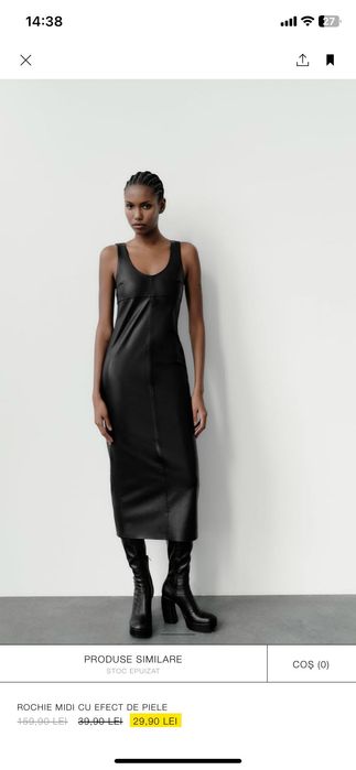 Rochie de piele ZARA, S, noua cu eticheta