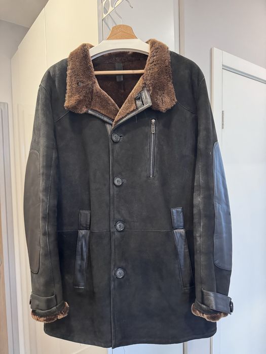 Мъжки кожух 100% естествена кожа с косъм отвътре. Размер М-Л. Umberto Pelone