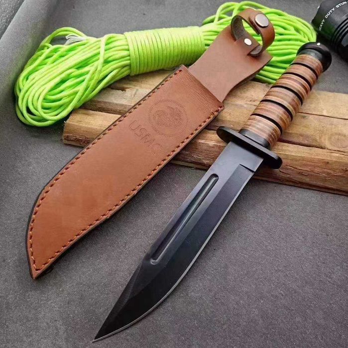 Тактически ловен нож с кожена кания CPY-02 Цяло парче метал FULL TANG