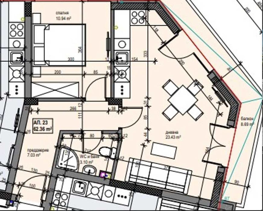 Продава се Двустаен апартамент в София, Банишора - 74 кв.м за 1274 €/кв.м - Снимка #2