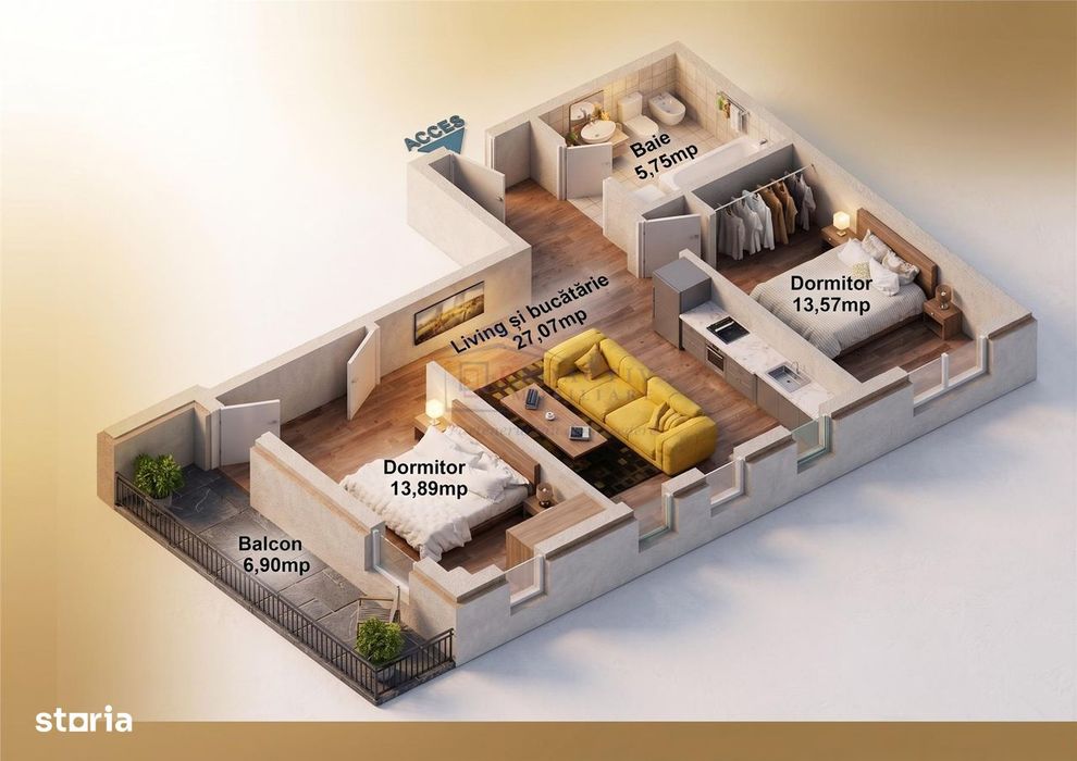 Proiect bloc nou | 3 camere | Centru | 3c-4677