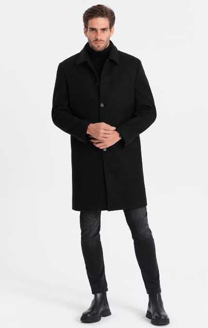 Palton slim 48 M premium Atelier Torino lana superioara moale negru