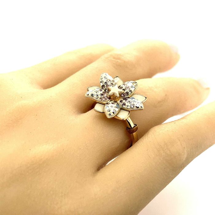 Swarovski Rare Flower Ring - Swan Logo - Gold Plated