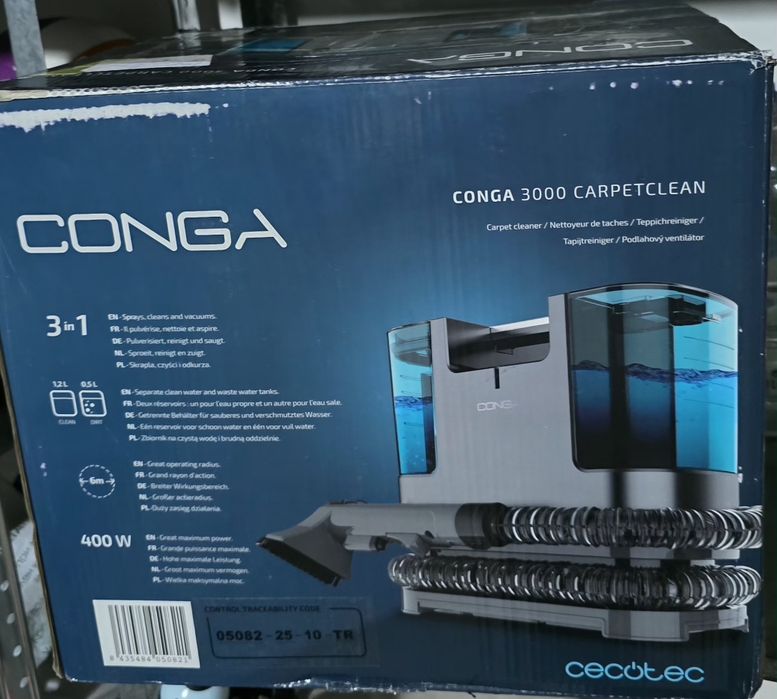 перяща прахосмукачка (екстрактор) за килими и тапицерии Cecotec Conga Popstar 3000 CarpetClean с мощност 400 W.Основни характеристикиМощност: 400 W