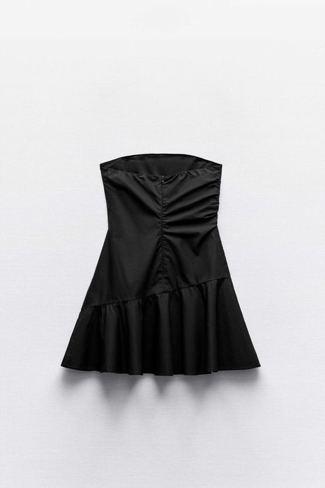 Нова памучна мини рокля с релефни рози Zara, S