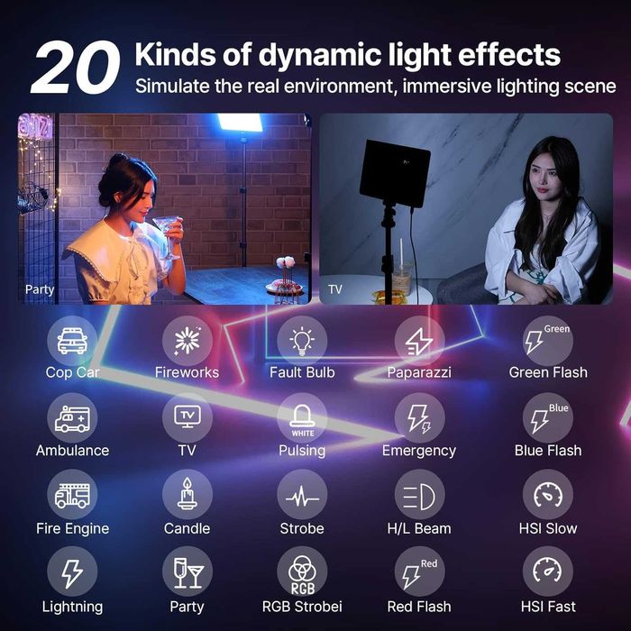 ULANZI LT003 RGB видео лампа с вградена батерия 8000mAh и USB зарядно