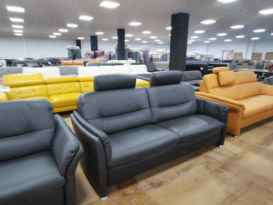 ПРОМОЦИЯ!!! Тъмно сиви кожени дивани тройка и двойка "SF1520 HUKLA"