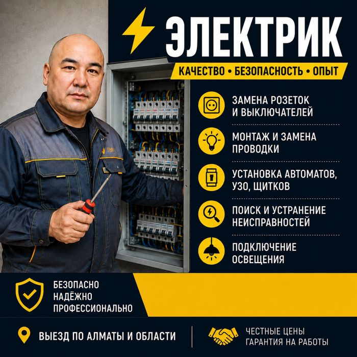 Электрик с выездом Алматы и обл.