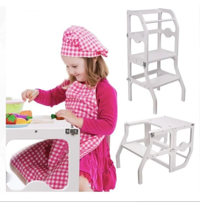 Scaun Pliabil pentru Copii Inaltator din lemn 2 in 1 scaun si masa Lea