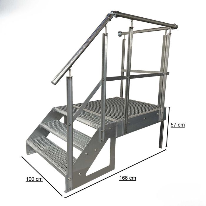 Метално стълбище с площадка 3 стъпала | Свободностоящо | Поцинковано