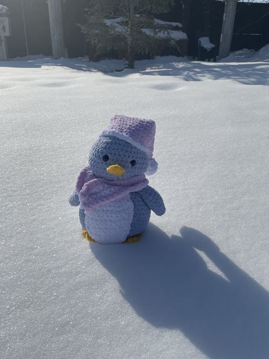 Pinguin crosetat (PERSONALIZAT), plus, handmade, pufos, jucarie