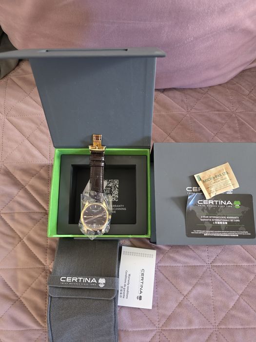 Продавам нов оригинален мъжки часовник Certina Швейцария 2г гаранция с 18k златно покритие