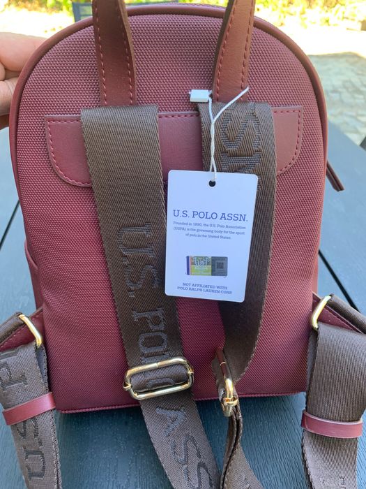 Нова оригинална дамска раница U.S. Polo Assn. (Бордо/Марсала