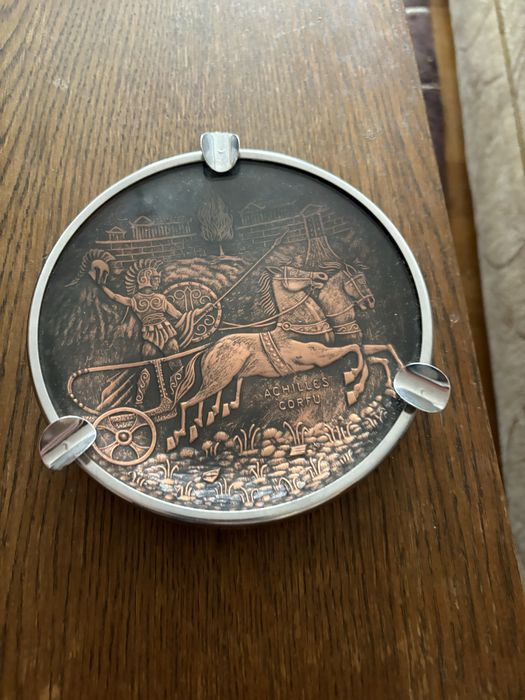 Ретро стъклен пепелник Corfu – Гърция, винтидж, перфектен