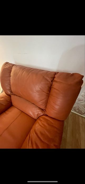 MOBEXPERT MOBILA set MANDY  canapea extensibila si 2 fotolii din piele