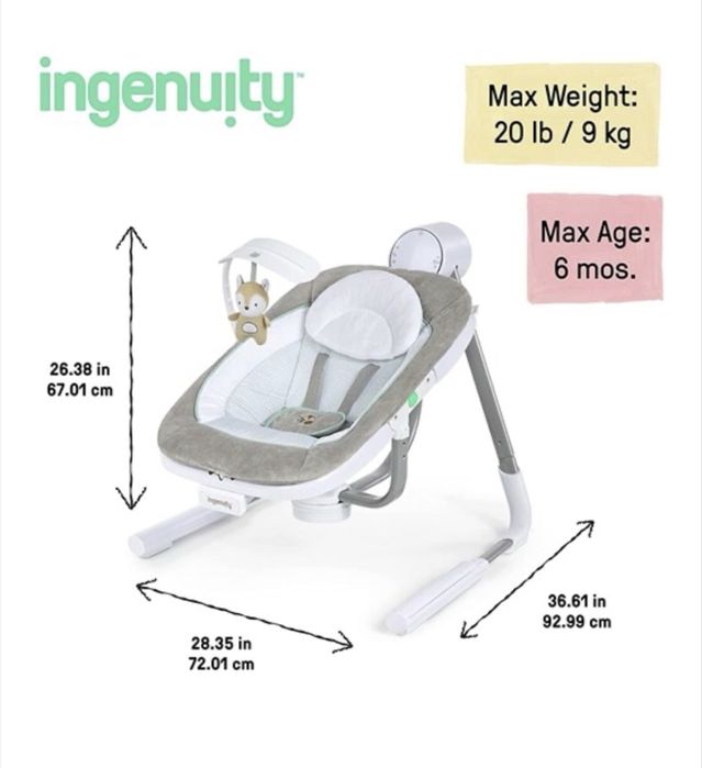 Преносима бебешка люлка Ingenuity - AnyWay Sway, Ray