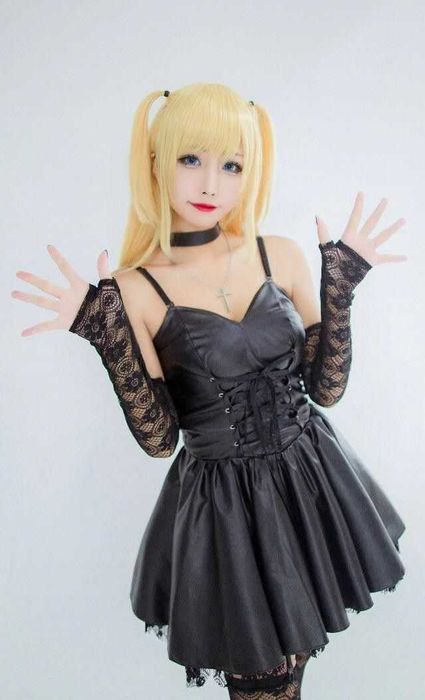 Златисто руса аниме перука с колие Anime Death Note Misa Amane Cosplay