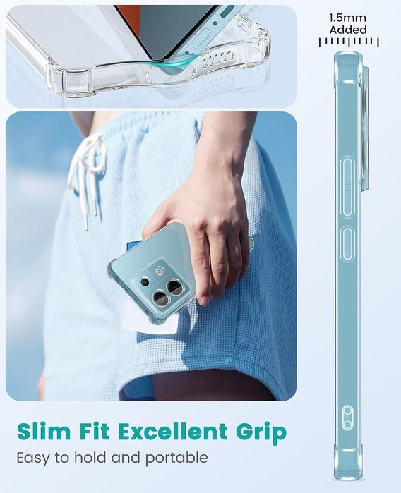 Прозрачен Силиконов Удароустойчив кейс за Xiaomi Redmi Note 13 Pro 5G