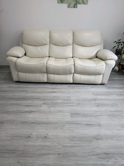 Canapea de living din piele naturala și piele ecologica
