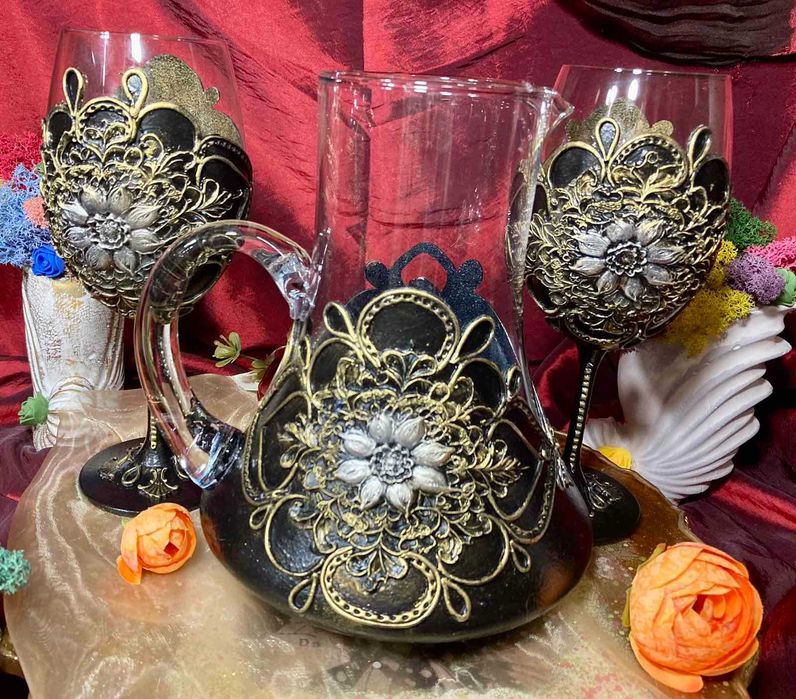 Декантер с две чаши в сребро