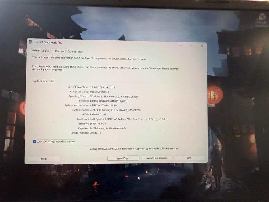 Laptop Gaming ASUS TUF A15 FA506NCG, Display 15.6" FHD (1920 x -A-