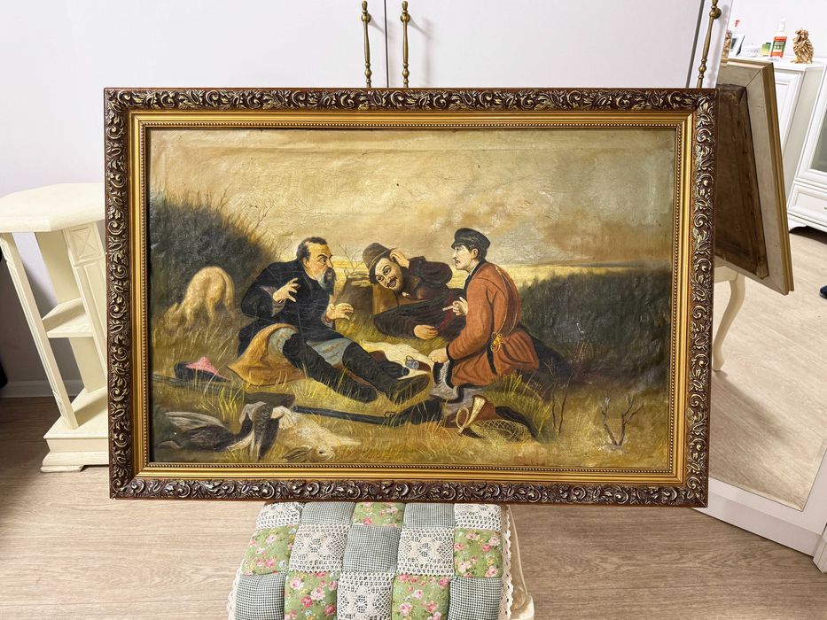 Антикварная картина Охотники на привале, Перов (Масло)