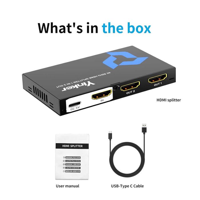 НОВ! HDMI разклонител, сплитер 1 вход към 2 изхода,4K,PS4 Xbox лаптоп