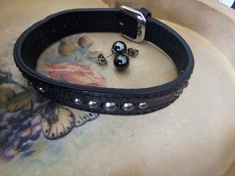 Перли Misaki - кожена гривна и обеци