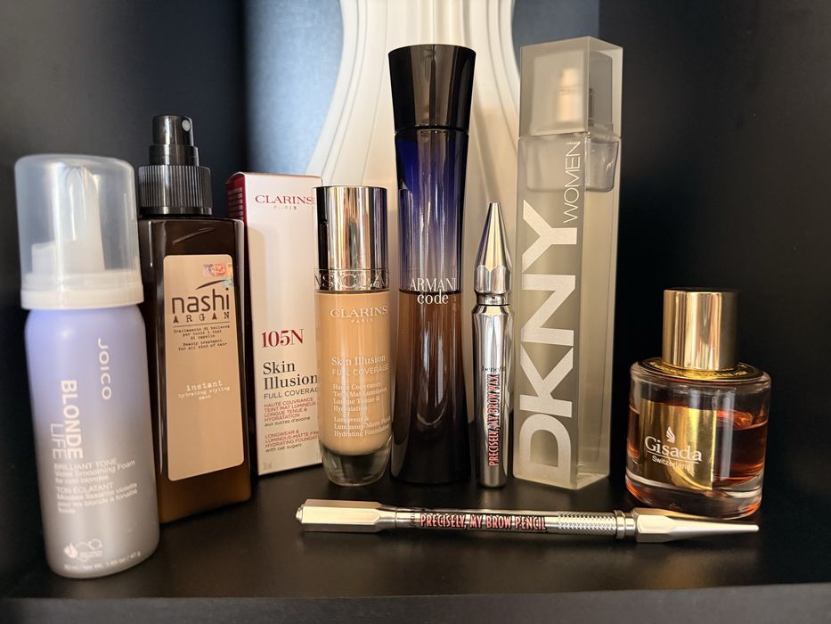 Armani Code,Benefit Precisely,Clarins Skin Illusion Full Coverage, Foundation,Nashi Argan