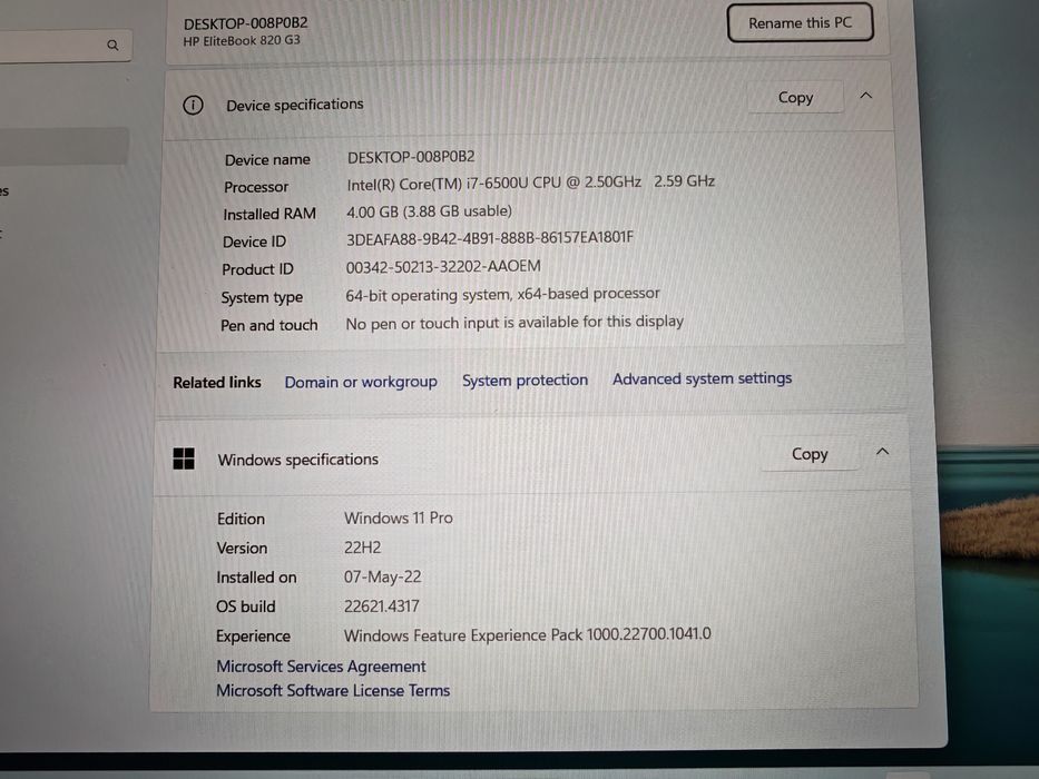 HP 820 G3 EliteBook Intel Core I7