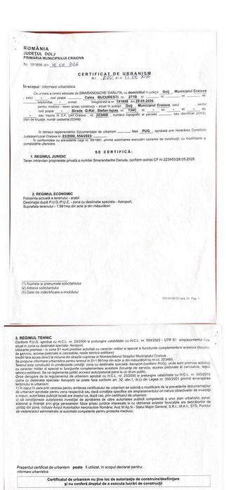 Teren intravilan 3063 mp Ghercesti+Craiova
