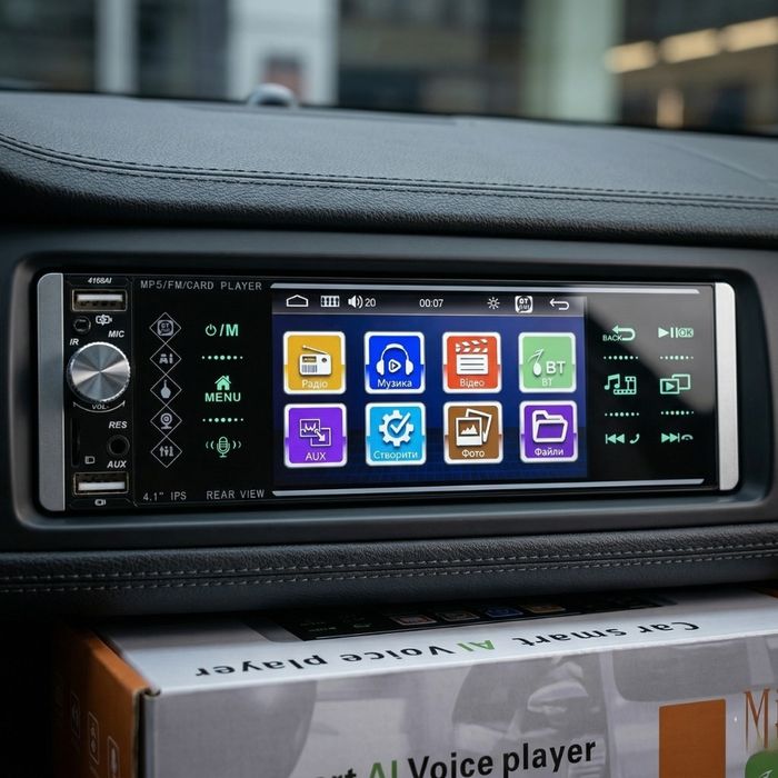Авторадио Pioneer 4168T 1DIN с 4.1" Сензорен екран  Bluetooth  3x USB Mirror Link  Камера за задно виждане MP5 плеър FM Радио
