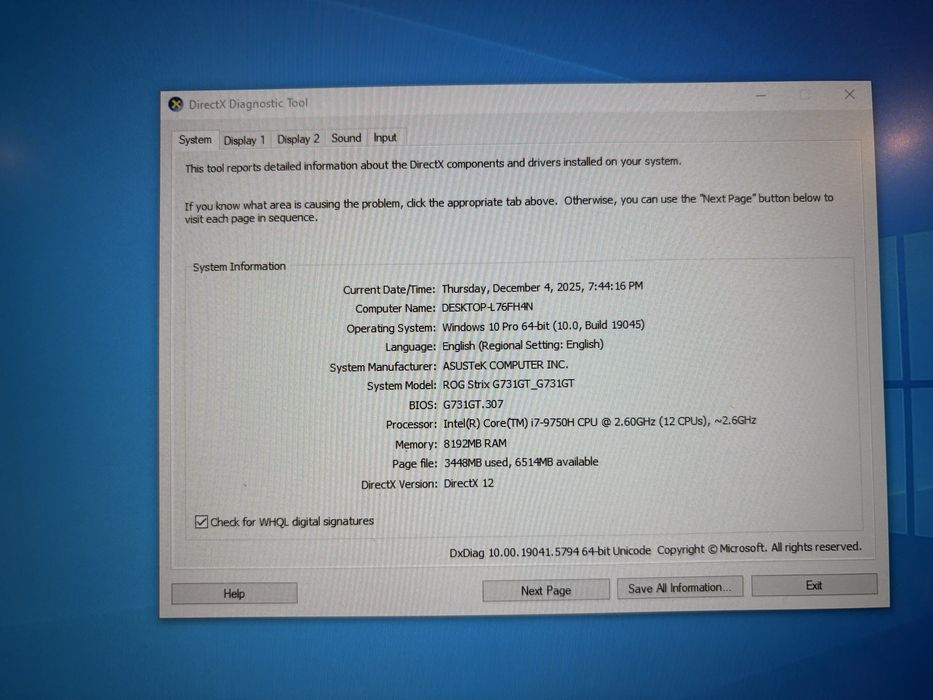 Asus Rog Strix G731GT