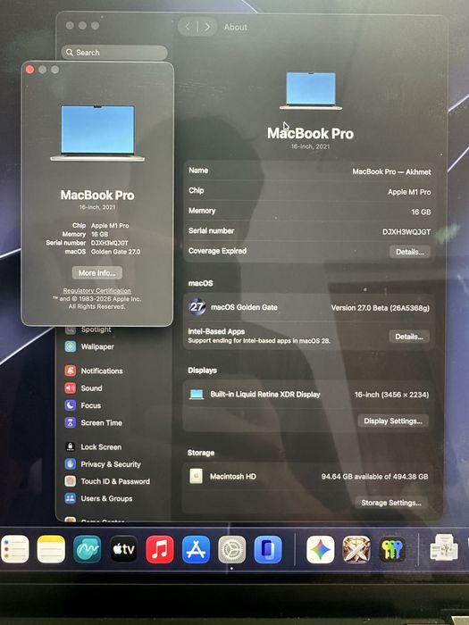 MacBook Pro 16” (2021) M1 Pro / 16GB / 512GB — Состояние Идеал