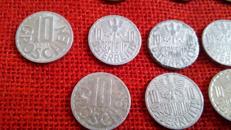 Австрийски монети, 15 броя, емисии от 1962г. до 1993г., много запазени