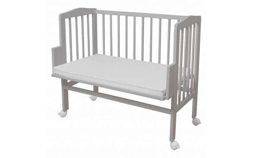 Детско Легло Бебешка Кошара 2в1 Next to Me с Матрак - Цвят Сив