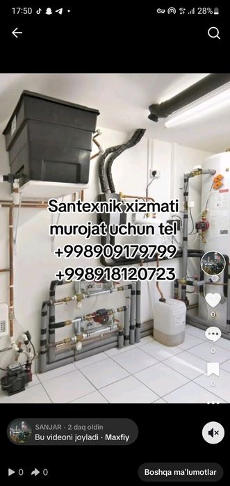 Santexnik xizmati 24/7 Сантехник хизмати
