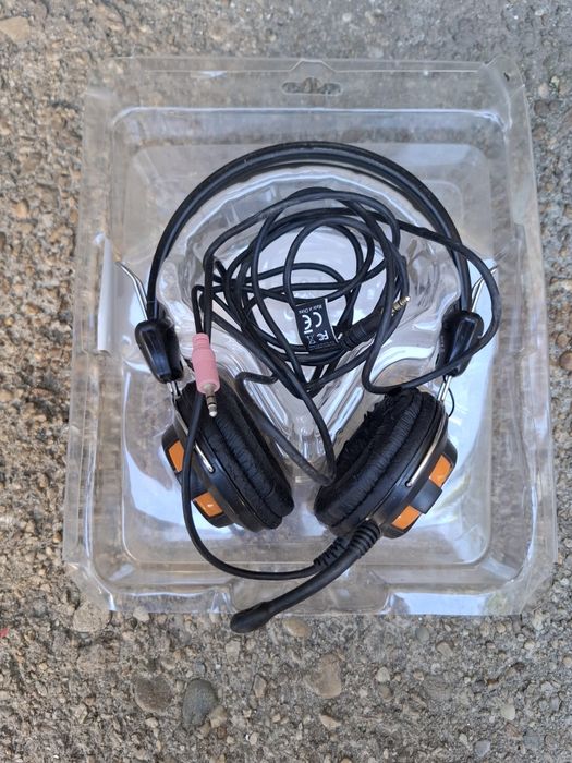 Casti stereo cu microfon Orange/Black jack 3.5mm, A4Tech Comfortfit HS