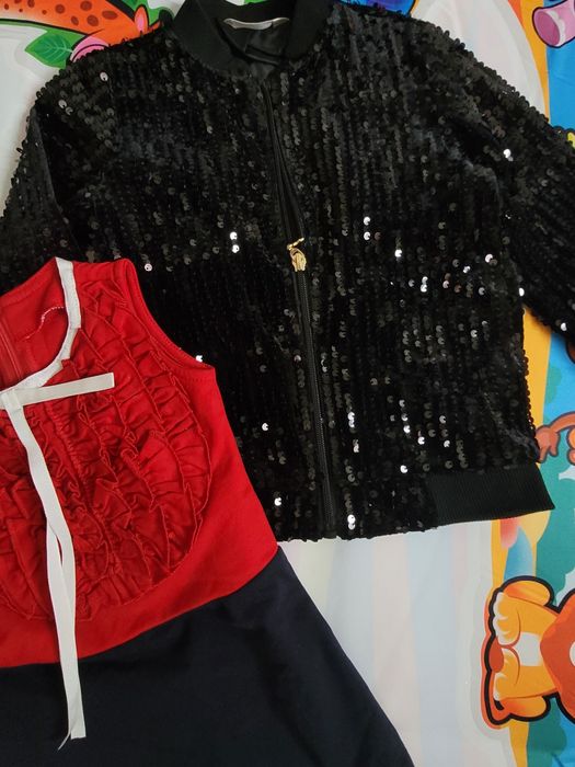 Lot 2 bucăți haine copii rochie Gucci geaca paiete 98