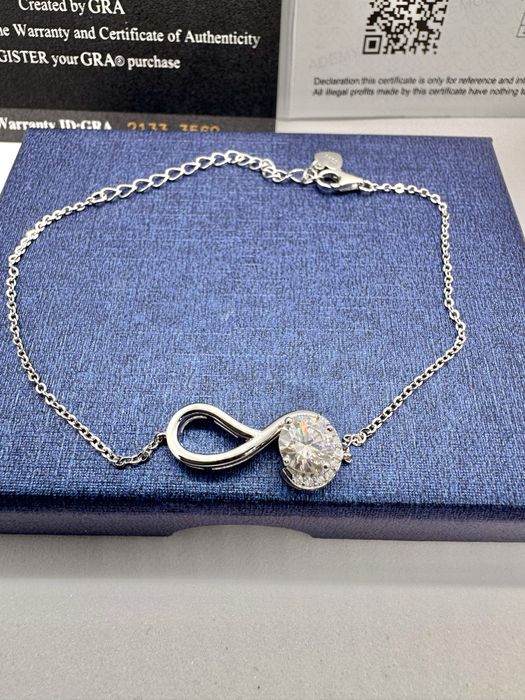 Сребърна гривна с мойсанит (Диамант) 1 карат