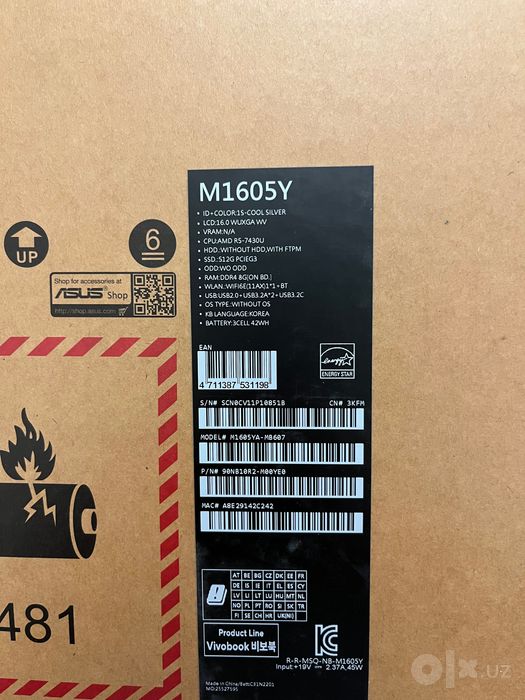 Ноутбук Asus Vivobook M1605YA Ryzen 5-7430U 8/512GB DDR4