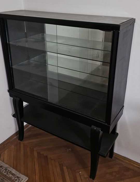 Modul lemn vitrina cu geam - negru, reducere februarie 2026