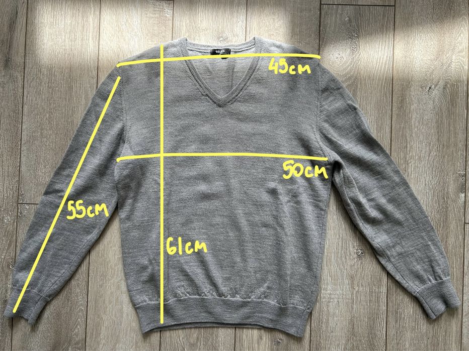 Джемпер серый 100% шерсть