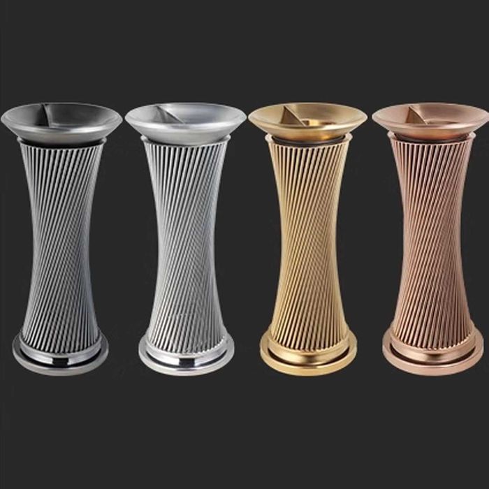 Золотая напольная урна для мусора с пепельницей