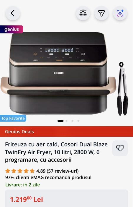 Cosori Dual Blaze TwinFry Air Fryer, 10 litri