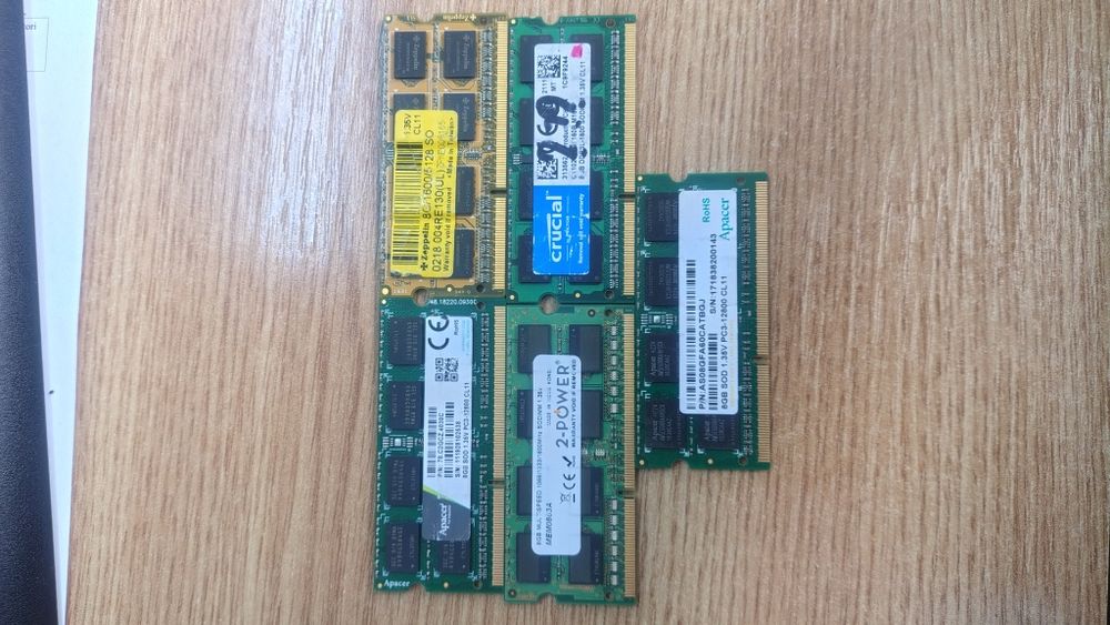 5 x  Memorie laptop 8GB DDR3 PC3L 12800S, diverse modele