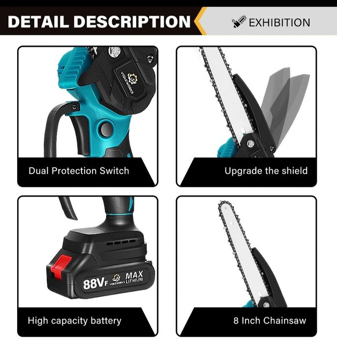 Drujba electrica mini drujba 8 inch 2 bateri