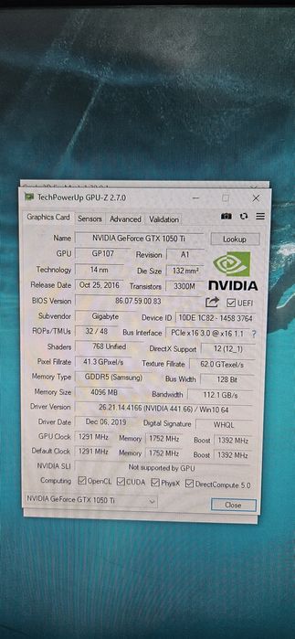 Продам видеокарту  GTX 1050ti 4gb