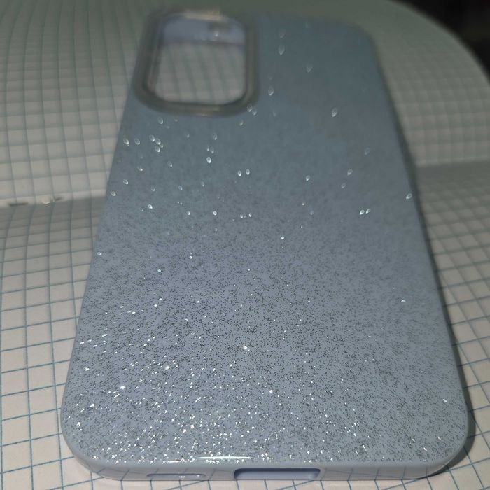 Чехол на Samsung S24. Голубой с блестками.