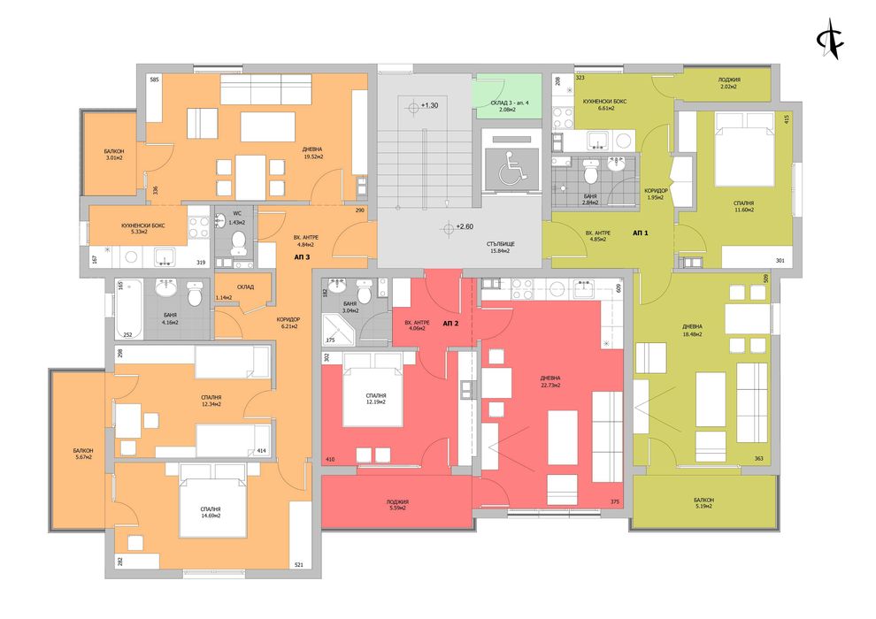 Продава двустаен апартамент с площ 76,34м², лично от инвеститор